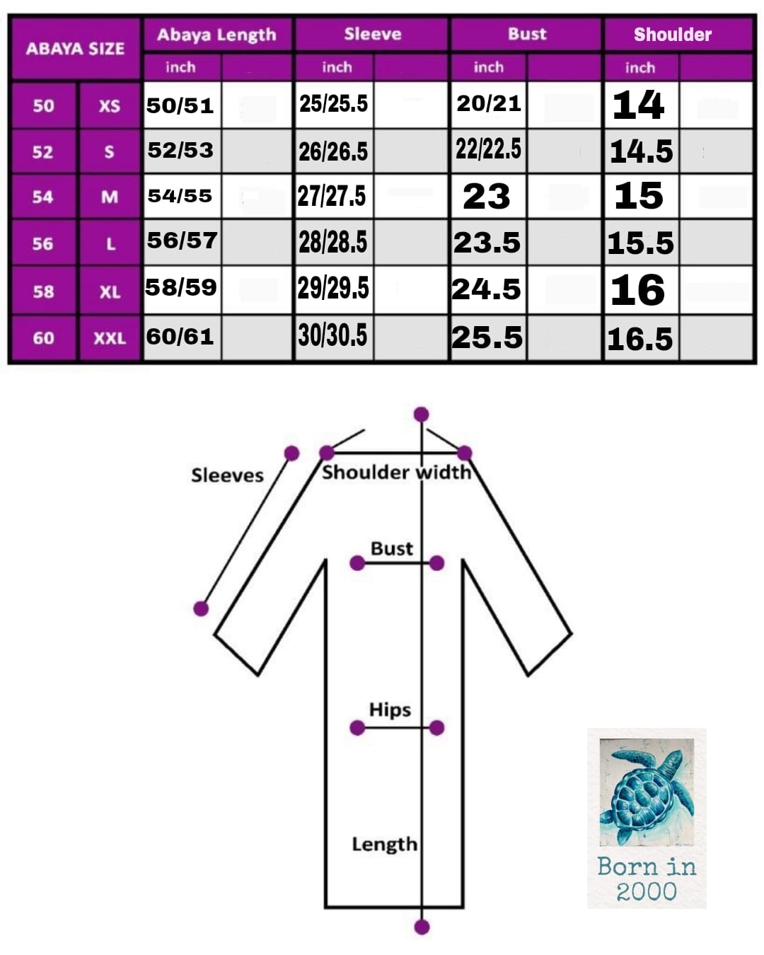 Size chart